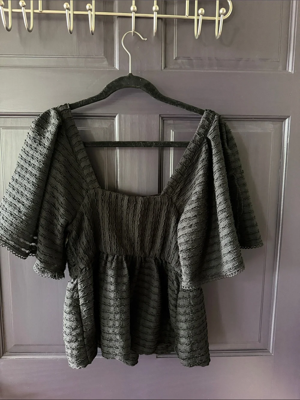 Anthropologie Black Tunic with Cream Crochet Bodice